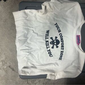 Edikted White and Black Crop Top Crewneck